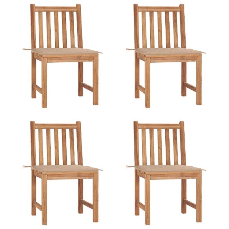 vidaXL Sedie da Giardino 4 pz con Cuscini in Legno Massello di Teak vidaXL Sedie da Giardino 4 pz con Cuscini in Legno Massello di Teak