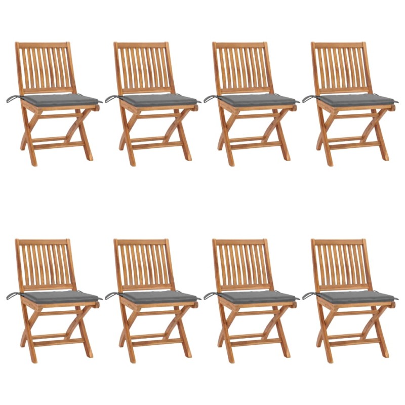 vidaXL Sedie da Giardino Pieghevoli con Cuscini 8 pz Massello di Teak vidaXL Sedie da Giardino Pieghevoli con Cuscini 8 pz Massello di Teak