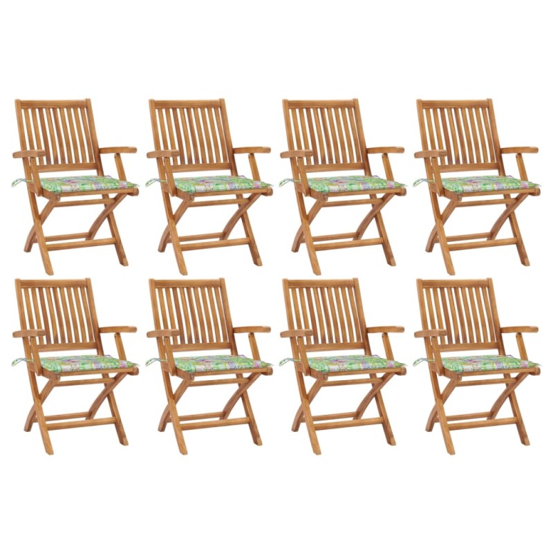 vidaXL Sedie da Giardino Pieghevoli con Cuscini 8 pz Massello di Teak vidaXL Sedie da Giardino Pieghevoli con Cuscini 8 pz Massello di Teak