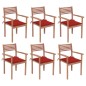 vidaXL Sedie da Giardino Impilabili con Cuscini 6 pz Massello di Teak vidaXL Sedie da Giardino Impilabili con Cuscini 6 pz Massello di Teak