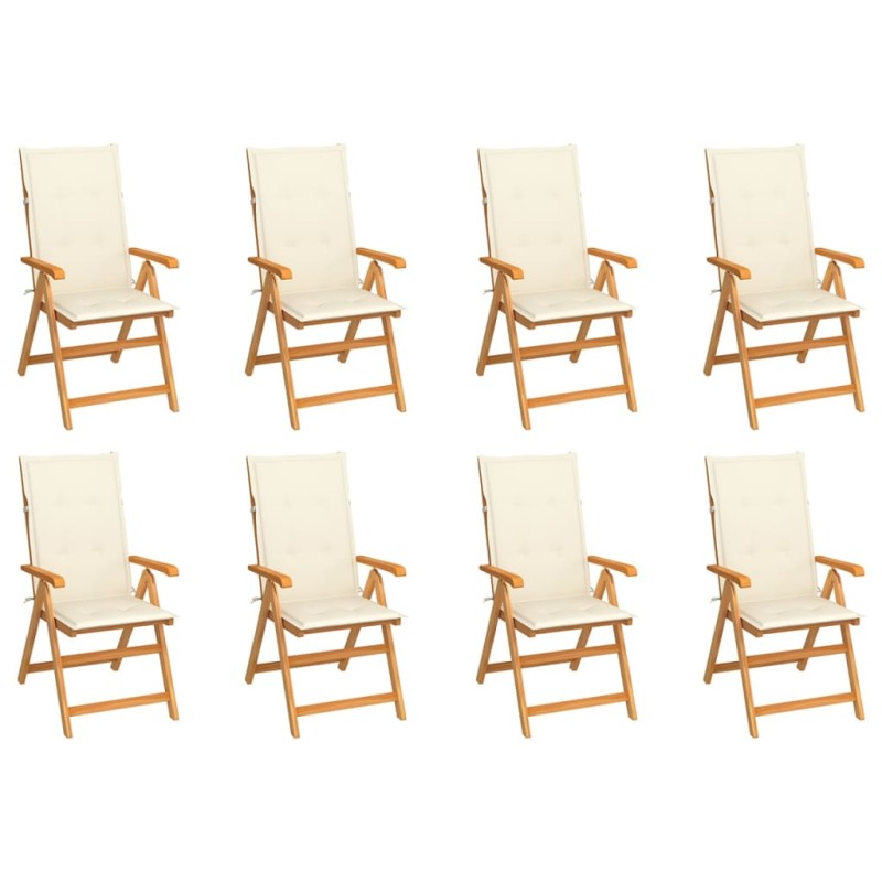 vidaXL Sedie Reclinabili da Giardino con Cuscini 8 pz Massello di Teak vidaXL Sedie Reclinabili da Giardino con Cuscini 8 pz Massello di Teak