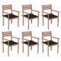 vidaXL Sedie da Giardino Impilabili con Cuscini 6 pz Massello di Teak vidaXL Sedie da Giardino Impilabili con Cuscini 6 pz Massello di Teak