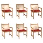 vidaXL Sedie da Giardino 6 pz con Cuscini Rossi in Massello di Teak vidaXL Sedie da Giardino 6 pz con Cuscini Rossi in Massello di Teak