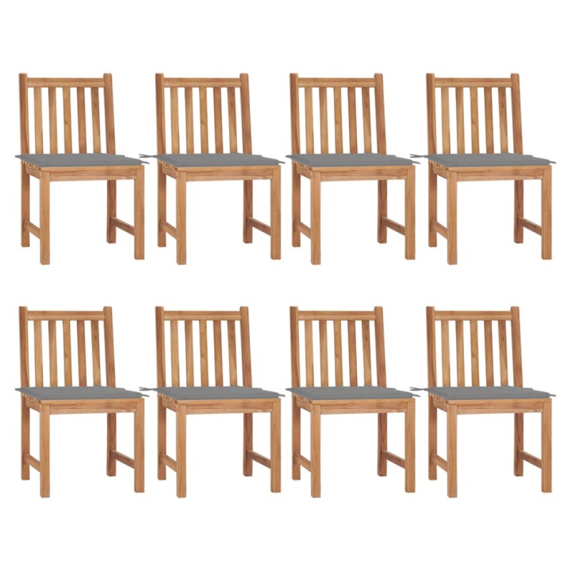 vidaXL Sedie da Giardino con Cuscini 8 pz in Legno Massello di Teak vidaXL Sedie da Giardino con Cuscini 8 pz in Legno Massello di Teak