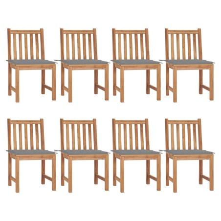 vidaXL Sedie da Giardino con Cuscini 8 pz in Legno Massello di Teak