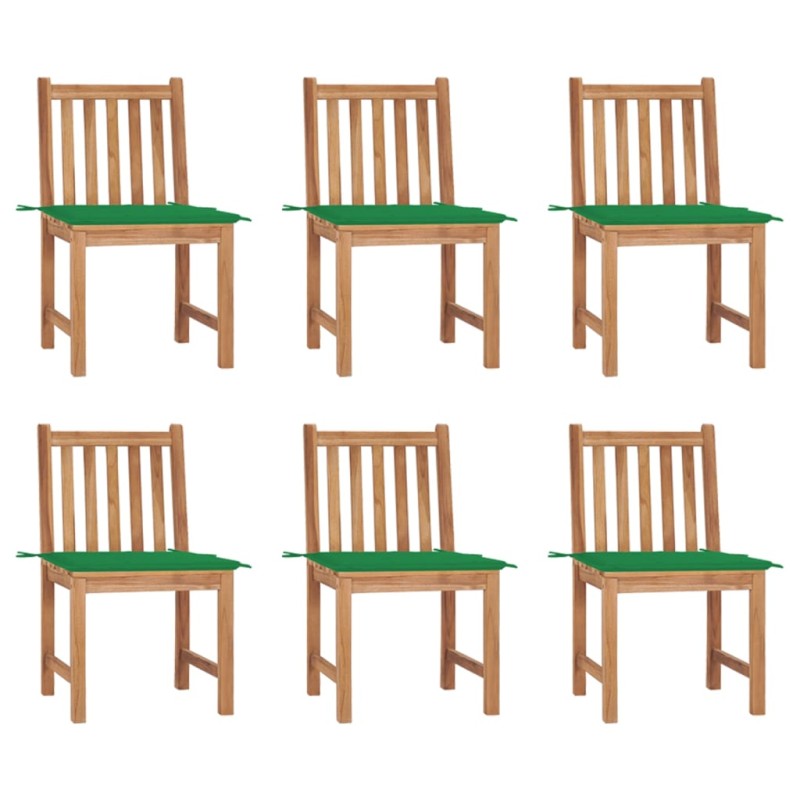 vidaXL Sedie da Giardino 6 pz con Cuscini in Legno Massello di Teak vidaXL Sedie da Giardino 6 pz con Cuscini in Legno Massello di Teak