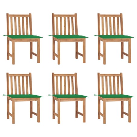 vidaXL Sedie da Giardino 6 pz con Cuscini in Legno Massello di Teak