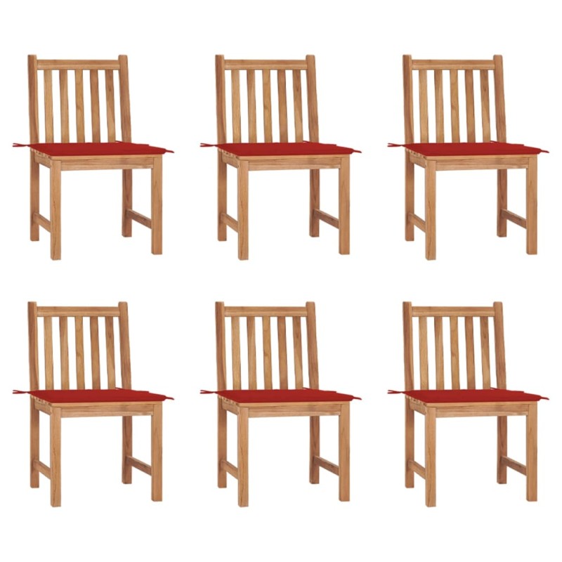 vidaXL Sedie da Giardino 6 pz con Cuscini in Legno Massello di Teak vidaXL Sedie da Giardino 6 pz con Cuscini in Legno Massello di Teak