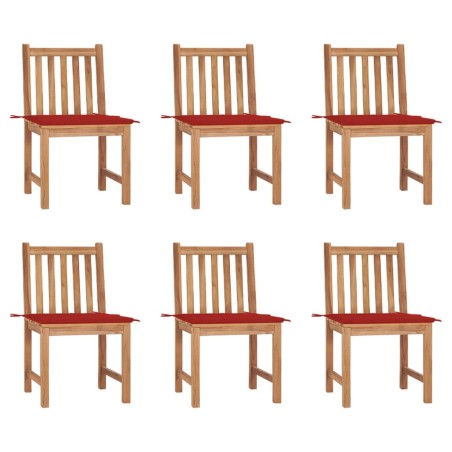 vidaXL Sedie da Giardino 6 pz con Cuscini in Legno Massello di Teak