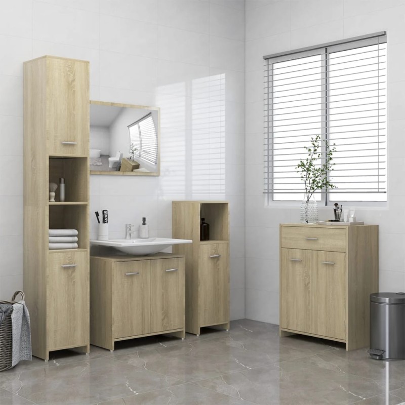 vidaXL Set Mobili da Bagno 4 pz Rovere Sonoma vidaXL Set Mobili da Bagno 4 pz Rovere Sonoma