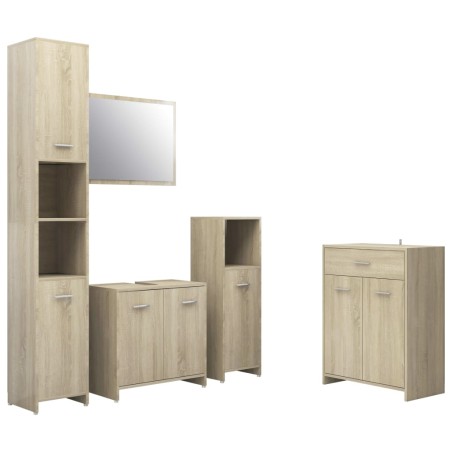 vidaXL Set Mobili da Bagno 4 pz Rovere Sonoma