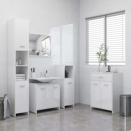vidaXL Set Mobili da Bagno 4 pz Bianco Lucido 
