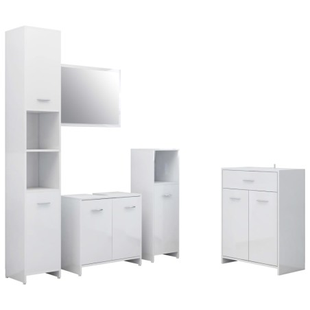 vidaXL Set Mobili da Bagno 4 pz Bianco Lucido 