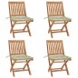 vidaXL Sedie da Giardino Pieghevoli con Cuscini 4 pz Massello di Teak vidaXL Sedie da Giardino Pieghevoli con Cuscini 4 pz Massello di Teak