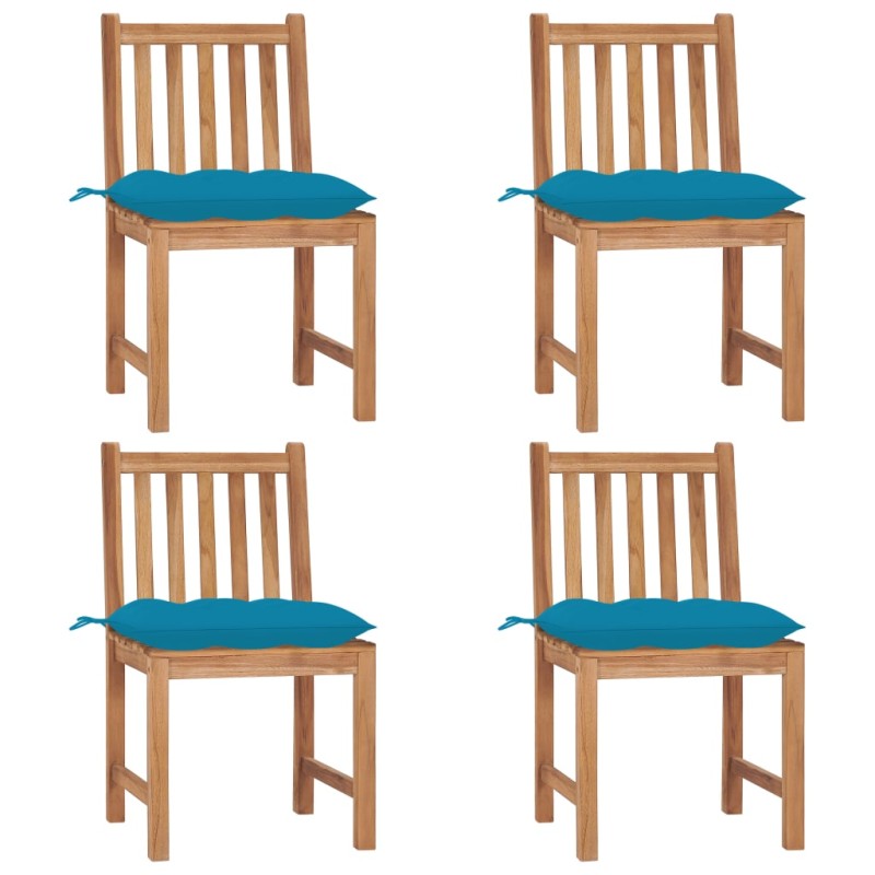 vidaXL Sedie da Giardino 4 pz con Cuscini in Legno Massello di Teak vidaXL Sedie da Giardino 4 pz con Cuscini in Legno Massello di Teak