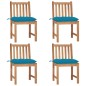 vidaXL Sedie da Giardino 4 pz con Cuscini in Legno Massello di Teak vidaXL Sedie da Giardino 4 pz con Cuscini in Legno Massello di Teak