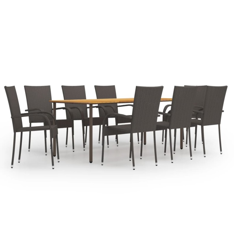 vidaXL Set Mobili da Pranzo Giardino 9 pz in Polyrattan Grigio vidaXL Set Mobili da Pranzo Giardino 9 pz in Polyrattan Grigio