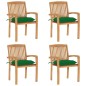 vidaXL Sedie da Giardino Impilabili 4 pz con Cuscini Massello di Teak vidaXL Sedie da Giardino Impilabili 4 pz con Cuscini Massello di Teak