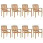 vidaXL Sedie da Giardino Impilabili 8 pz con Cuscini Massello di Teak vidaXL Sedie da Giardino Impilabili 8 pz con Cuscini Massello di Teak