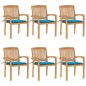 vidaXL Sedie da Giardino Impilabili con Cuscini 6 pz Massello di Teak vidaXL Sedie da Giardino Impilabili con Cuscini 6 pz Massello di Teak