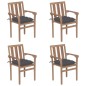 vidaXL Sedie da Giardino Impilabili con Cuscini 4 pz Massello di Teak vidaXL Sedie da Giardino Impilabili con Cuscini 4 pz Massello di Teak