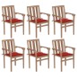 vidaXL Sedie da Giardino Impilabili con Cuscini 6 pz Massello di Teak vidaXL Sedie da Giardino Impilabili con Cuscini 6 pz Massello di Teak