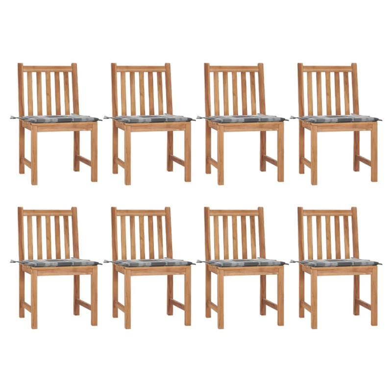 vidaXL Sedie da Giardino con Cuscini 8 pz in Legno Massello di Teak vidaXL Sedie da Giardino con Cuscini 8 pz in Legno Massello di Teak