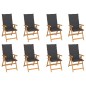 vidaXL Sedie Reclinabili da Giardino con Cuscini 8 pz Massello di Teak vidaXL Sedie Reclinabili da Giardino con Cuscini 8 pz Massello di Teak