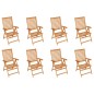 vidaXL Sedie Reclinabili da Giardino con Cuscini 8 pz Massello di Teak vidaXL Sedie Reclinabili da Giardino con Cuscini 8 pz Massello di Teak