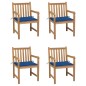vidaXL Sedie da Giardino 4 pz con Cuscini Blu Reale Massello di Teak vidaXL Sedie da Giardino 4 pz con Cuscini Blu Reale Massello di Teak