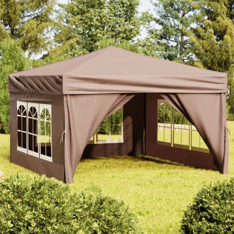 Tenda per Feste Pieghevole con Pareti Laterali Tortora 3x3 m Tenda per Feste Pieghevole con Pareti Laterali Tortora 3x3 m