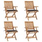 vidaXL Sedie da Giardino Pieghevoli con Cuscini 4 pz Massello di Teak vidaXL Sedie da Giardino Pieghevoli con Cuscini 4 pz Massello di Teak