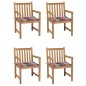 vidaXL Sedie Giardino 4 pz con Cuscini Rossi a Quadri Massello di Teak vidaXL Sedie Giardino 4 pz con Cuscini Rossi a Quadri Massello di Teak