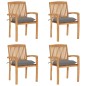 vidaXL Sedie da Giardino Impilabili 4 pz con Cuscini Massello di Teak vidaXL Sedie da Giardino Impilabili 4 pz con Cuscini Massello di Teak