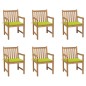 vidaXL Sedie da Giardino 6 pz e Cuscini Verde Brillante Massello Teak vidaXL Sedie da Giardino 6 pz e Cuscini Verde Brillante Massello Teak