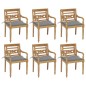vidaXL Sedie Batavia con Cuscini 6 pz in Legno Massello di Teak vidaXL Sedie Batavia con Cuscini 6 pz in Legno Massello di Teak