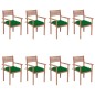 vidaXL Sedie da Giardino Impilabili 8 pz con Cuscini Massello di Teak vidaXL Sedie da Giardino Impilabili 8 pz con Cuscini Massello di Teak