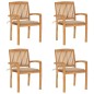 vidaXL Sedie da Giardino Impilabili 4 pz con Cuscini Massello di Teak vidaXL Sedie da Giardino Impilabili 4 pz con Cuscini Massello di Teak