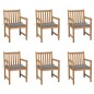 vidaXL Sedie da Giardino 6 pz con Cuscini Grigi in Massello di Teak vidaXL Sedie da Giardino 6 pz con Cuscini Grigi in Massello di Teak