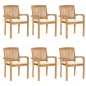 vidaXL Sedie da Giardino Impilabili con Cuscini 6 pz Massello di Teak vidaXL Sedie da Giardino Impilabili con Cuscini 6 pz Massello di Teak