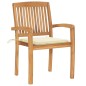 vidaXL Sedie da Giardino Impilabili con Cuscini 6 pz Massello di Teak vidaXL Sedie da Giardino Impilabili con Cuscini 6 pz Massello di Teak