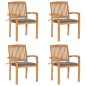 vidaXL Sedie da Giardino Impilabili 4 pz con Cuscini Massello di Teak vidaXL Sedie da Giardino Impilabili 4 pz con Cuscini Massello di Teak