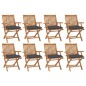 vidaXL Sedie da Giardino Pieghevoli con Cuscini 8 pz Massello di Teak