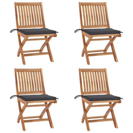 vidaXL Sedie da Giardino Pieghevoli con Cuscini 4 pz Massello di Teak