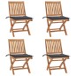 vidaXL Sedie da Giardino Pieghevoli con Cuscini 4 pz Massello di Teak vidaXL Sedie da Giardino Pieghevoli con Cuscini 4 pz Massello di Teak