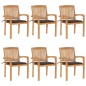 vidaXL Sedie da Giardino Impilabili con Cuscini 6 pz Massello di Teak vidaXL Sedie da Giardino Impilabili con Cuscini 6 pz Massello di Teak