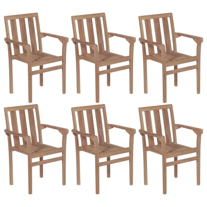 vidaXL Sedie da Giardino Impilabili 6 pz in Legno Massello di Teak vidaXL Sedie da Giardino Impilabili 6 pz in Legno Massello di Teak