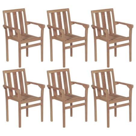 vidaXL Sedie da Giardino Impilabili 6 pz in Legno Massello di Teak