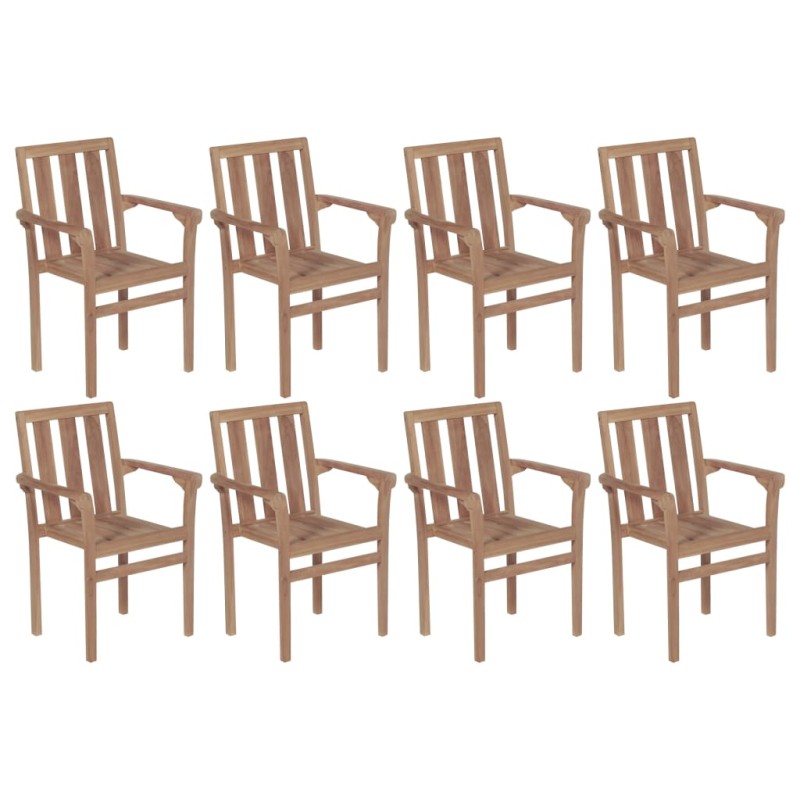 vidaXL Sedie da Giardino Impilabili 8 pz in Legno Massello di Teak vidaXL Sedie da Giardino Impilabili 8 pz in Legno Massello di Teak