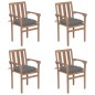 vidaXL Sedie da Giardino Impilabili con Cuscini 4 pz Massello di Teak vidaXL Sedie da Giardino Impilabili con Cuscini 4 pz Massello di Teak